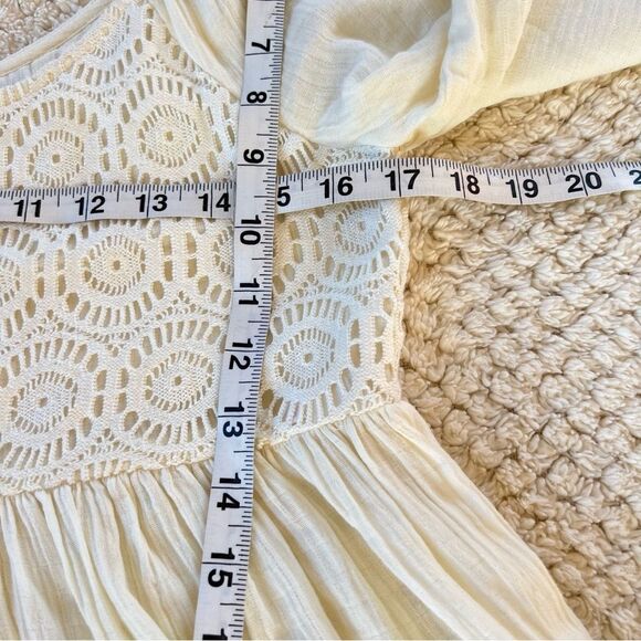 Sanctuary Boho Cream Tunic Puff Sleeves Smocked Bodice Cottagecore Dress SZ XS - Picture 15 of 15